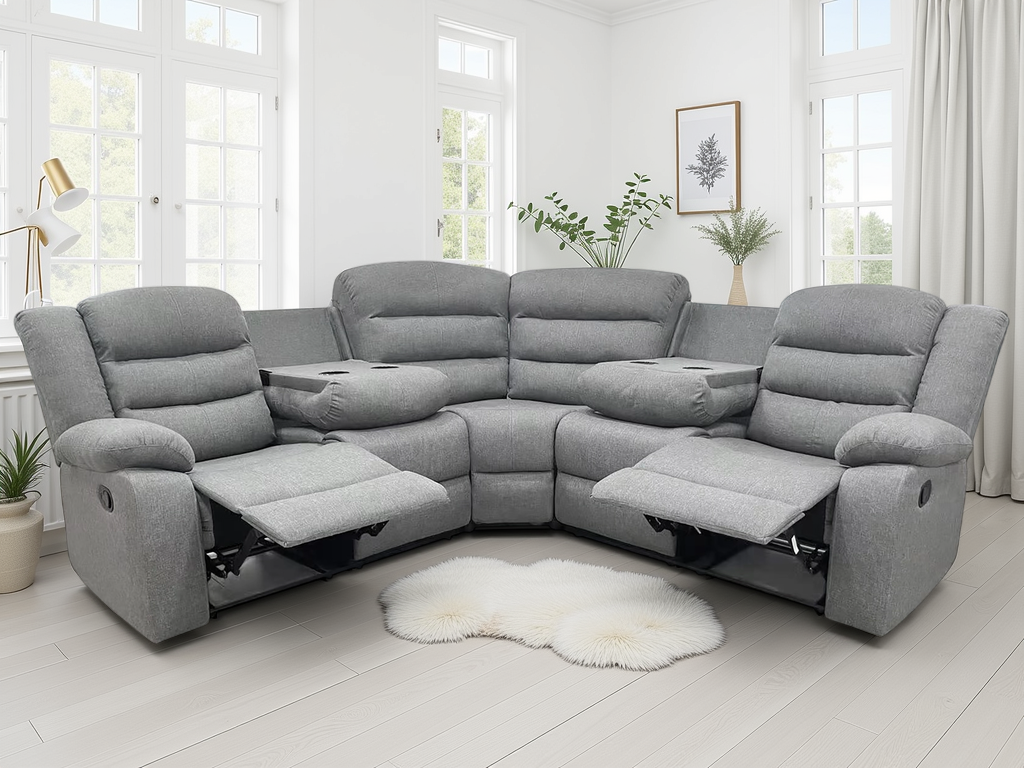 Dundee Recliner Sofa Large Corner Grey
