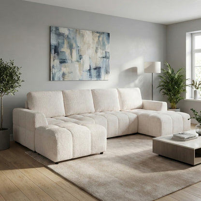 Lora Sofa Bed U Shape Corner Beige