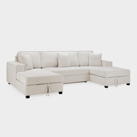 Milan Sofa Bed Beige U Shape Corner