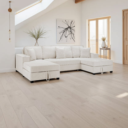 Milan Sofa Bed Beige U Shape Corner