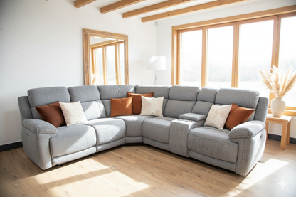 Owen Electric Recliner Sofa Large Corner Grey