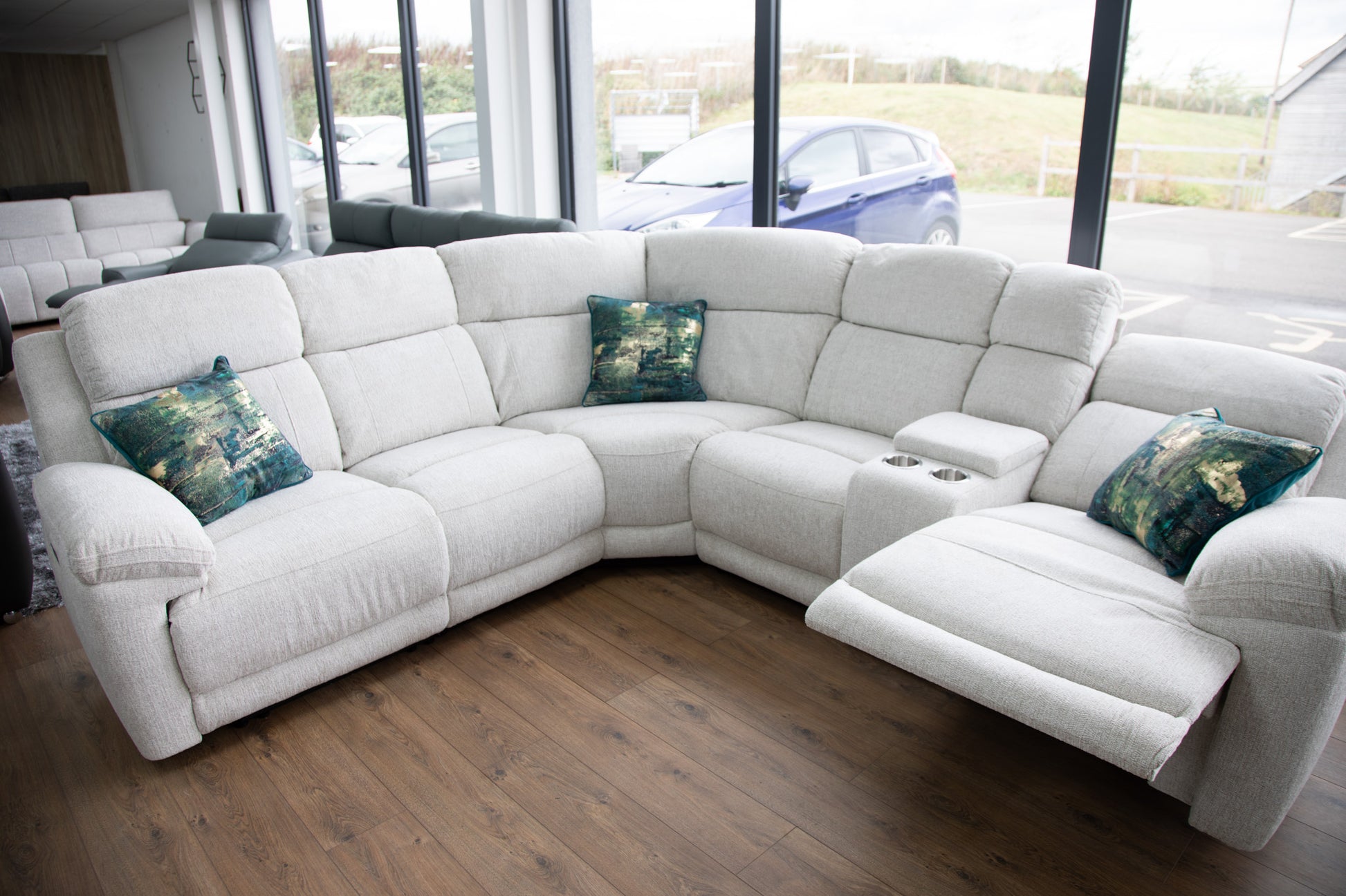 Owen Electric Recliner Sofa Large Corner Beige