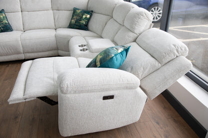 Owen Electric Recliner Sofa Large Corner Beige