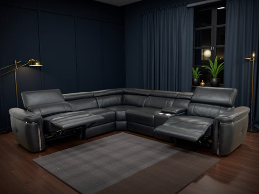 Somerville Electric Recliner Sofa Black Large Corner