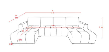 Shanghai Luxury Green U Shape Corner Sofabed