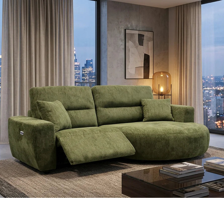 Birch Electric Recliner Green Right Hand Facing Corner