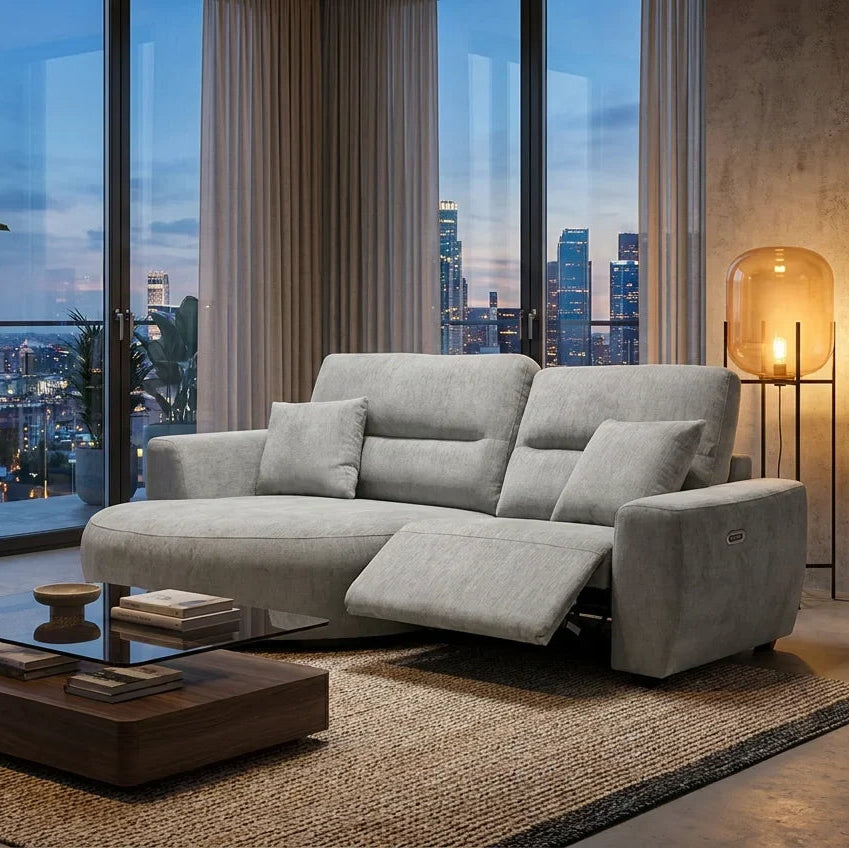 Birch Electric Recliner Grey Left Hand Facing Corner