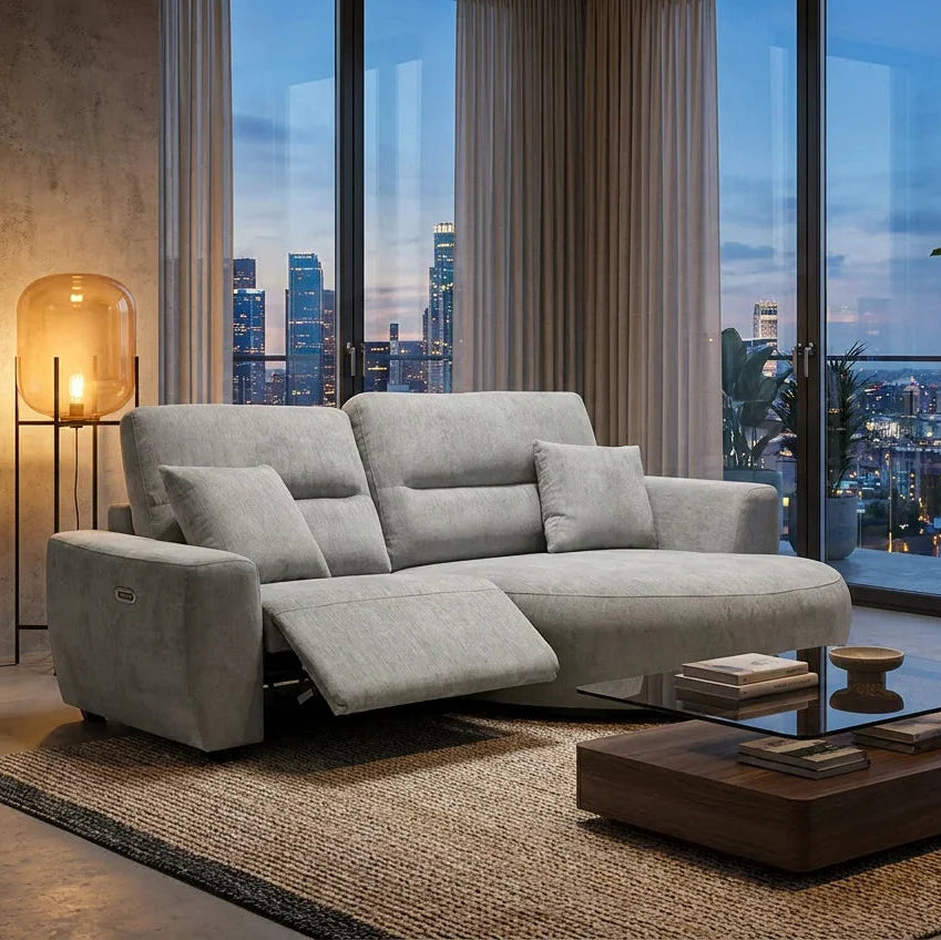 Birch Electric Recliner Grey Right Hand Facing Corner