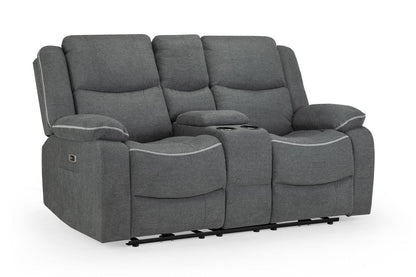 Harald Electric Recliner Sofa Grey Fabric 2 Seater