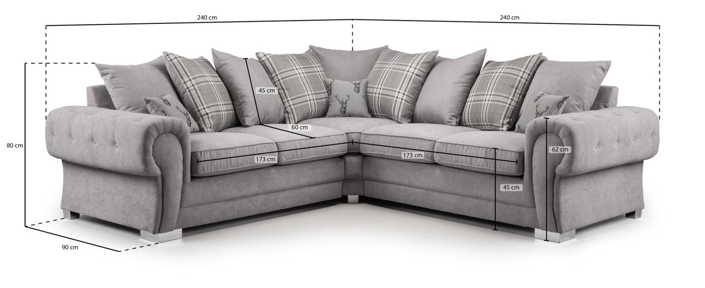 Verona Scatterback Sofa Grey Large Corner