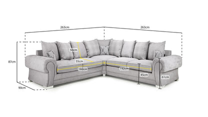 Verona Scatterback Sofabed Grey Large Corner