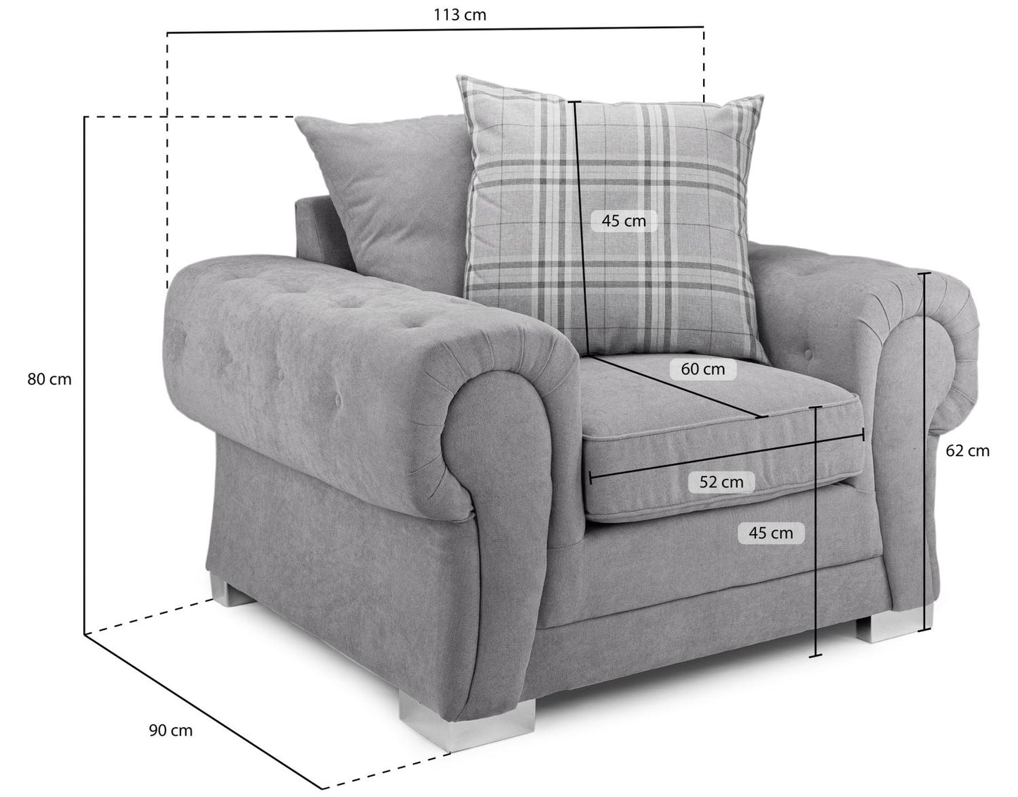 Verona Scatterback Sofa Grey Armchair