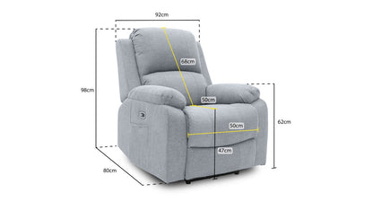 Axel Electric Recliner Sofa Grey Fabric Armchair