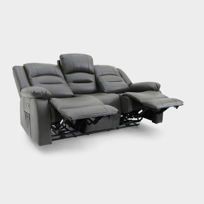 Alva Electric Recliner Sofa Grey 3 Seater